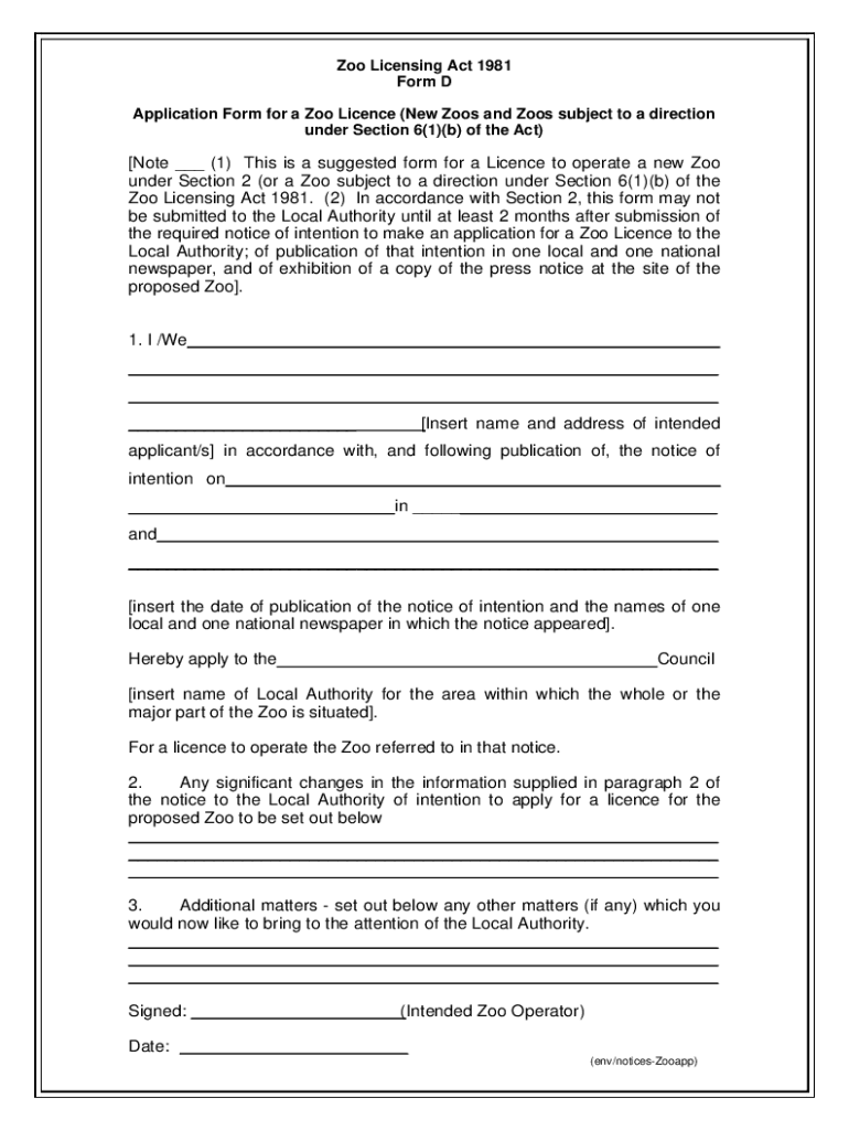Fillable Online www.dover.gov.ukBusinessLicensingForm D Application