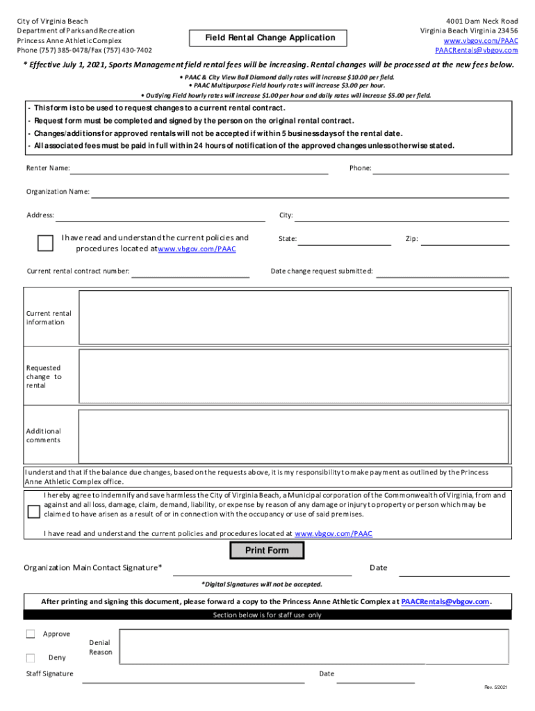 Fillable Online Princess Anne Athletic Complex Virginia Beach
