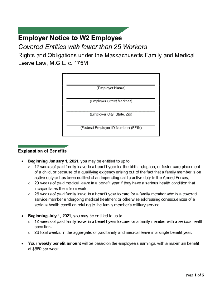 Fillable Online Fillable Online Employer Notice to W2 Employee Covered ...
