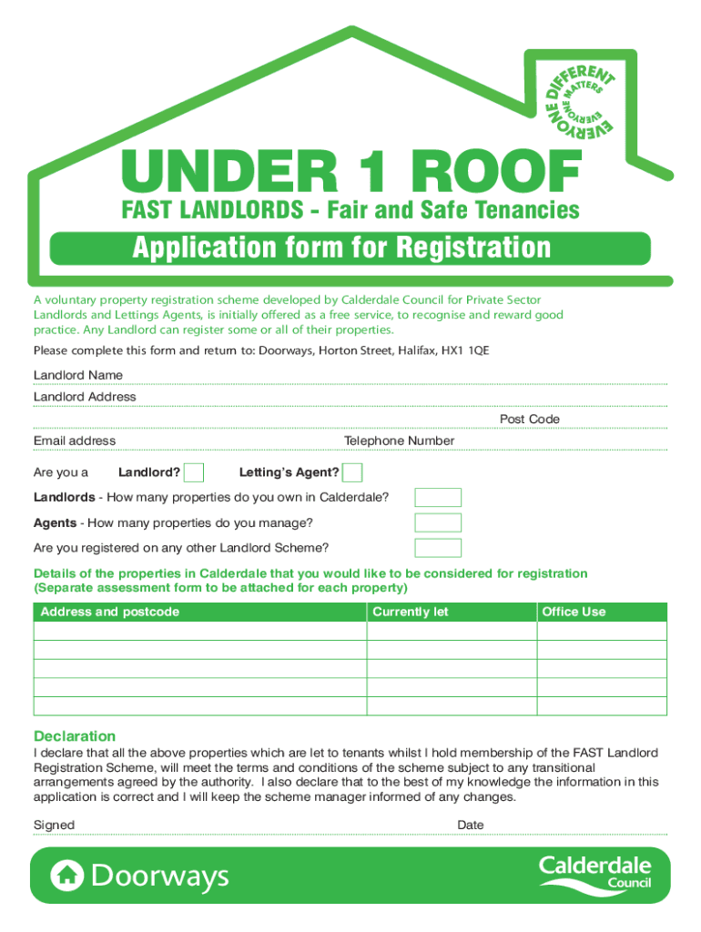 Fillable Online Application for registration. Private sector landlords ...