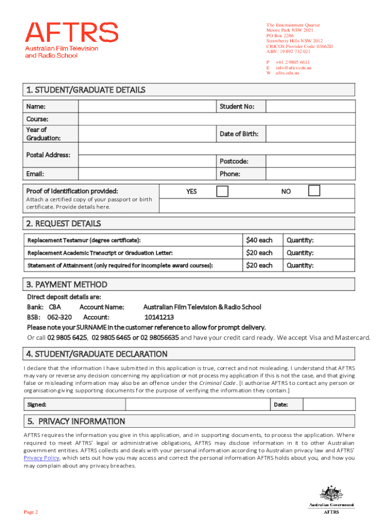 Application for Special Financial Assistance Preview on Page 1