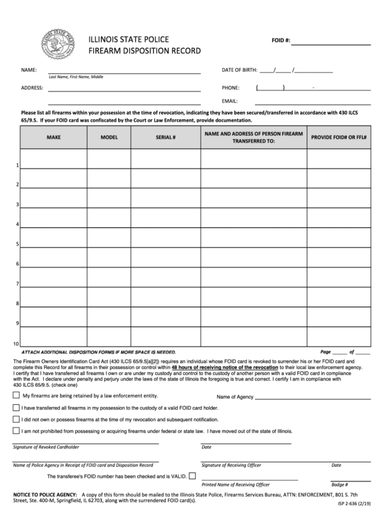 Firearm Disposition Record - Fill Online, Printable Preview on Page 1