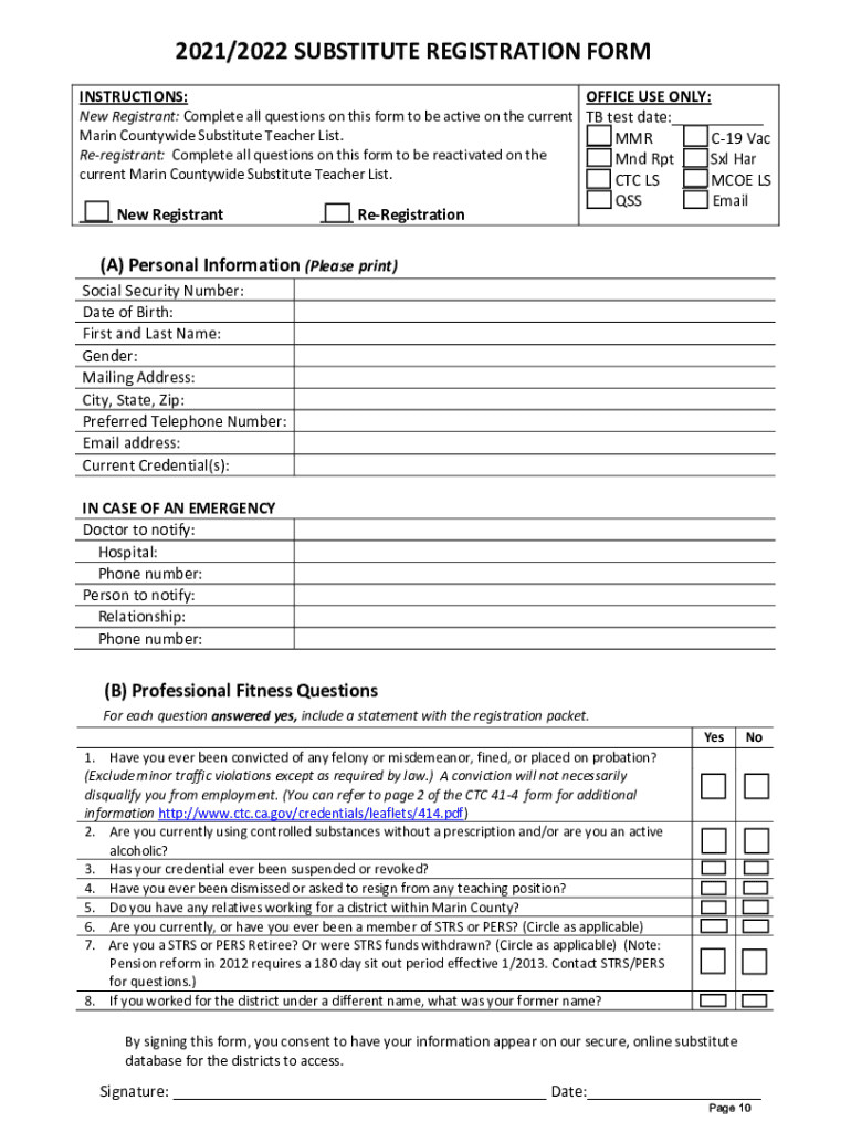 Fillable Online California Substitute Teacher Requirements Summarized