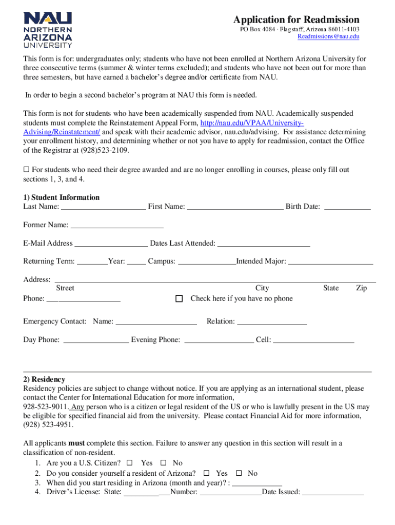 Fillable Online Important dates and deadlines Northern Arizona