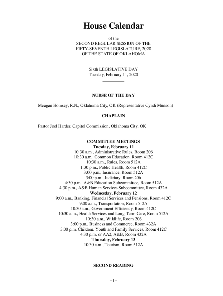 Fillable Online Oklahoma House of Representatives Fax Email Print