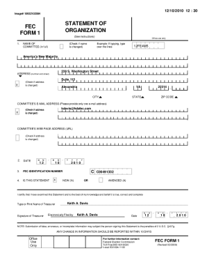 STATEMENT OF FEC FORM 1 ORGANIZATION - Politico