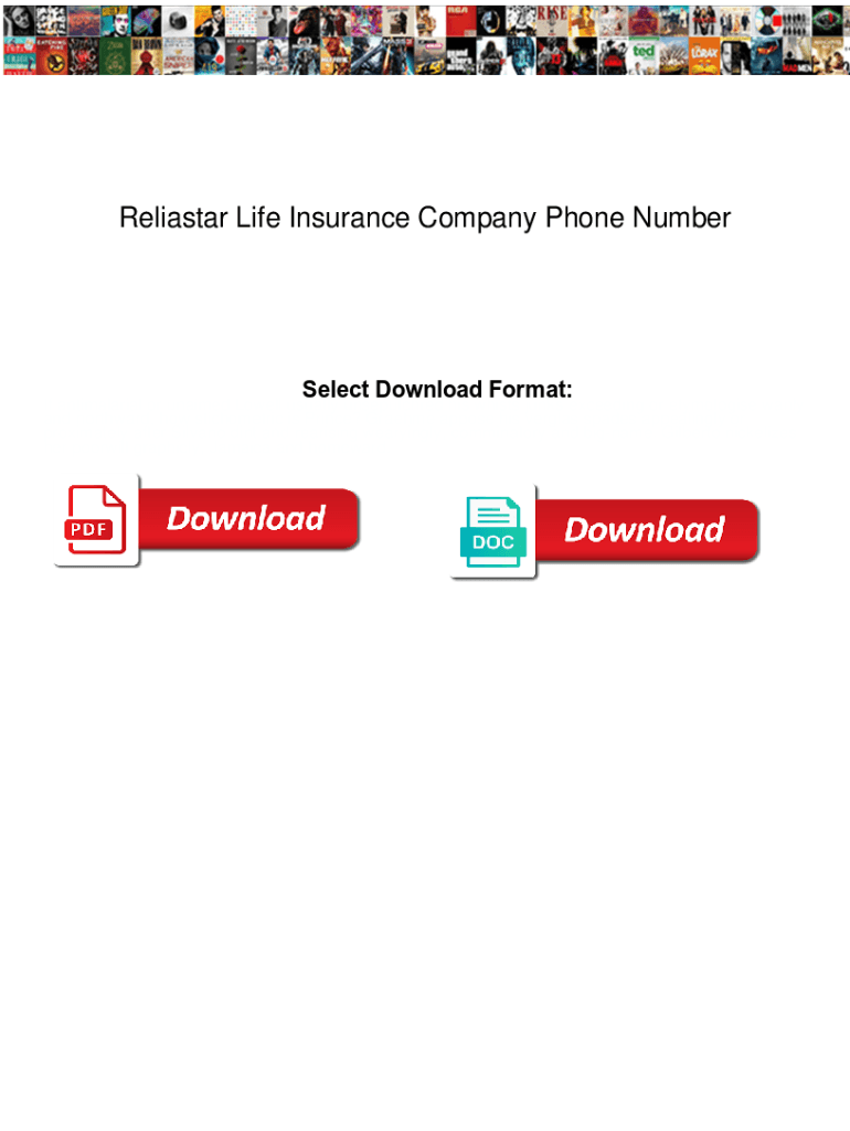 Fillable Online Reliastar Life Insurance Company Phone Number