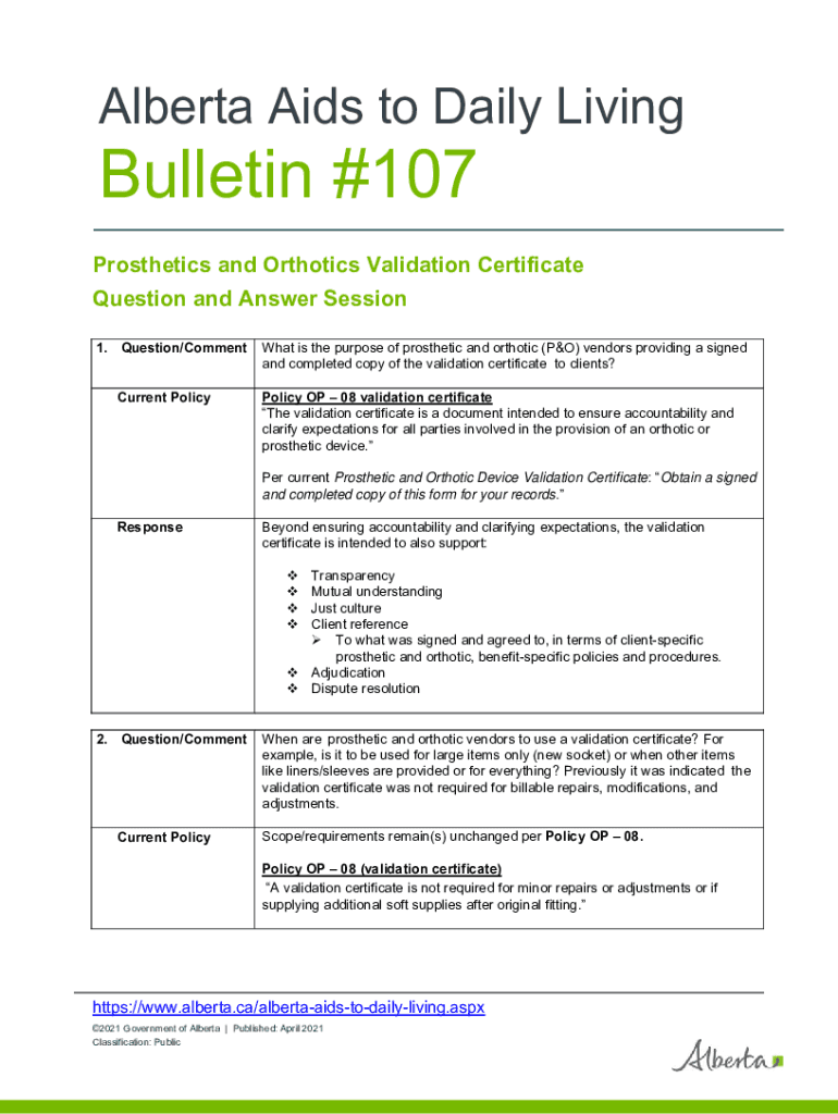 Fillable Online open alberta Alberta Aids to Daily Living Bulletin 107