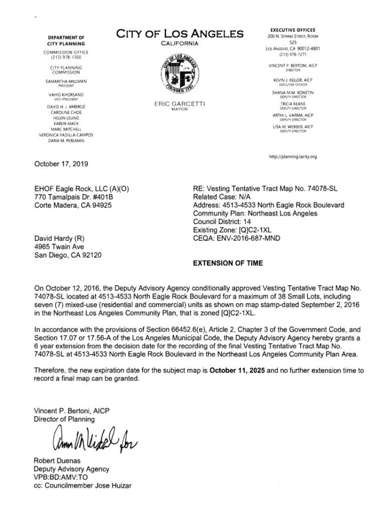 Fillable Online DEPARTMENT CITY OF LOS ANGELES CITY PLANNING 200 N ...