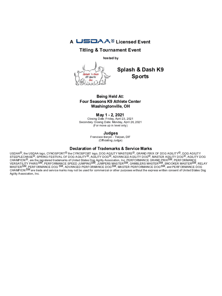 Fillable Online Fillable Online Splash & Dash K9 Sports Splash 'n