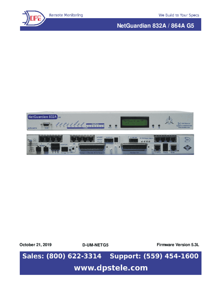 Fillable Online DPS NETGUARDIAN 832A G5 USER MANUAL Pdf