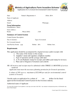 Barbados Livestock Environmental Control Rebate Application