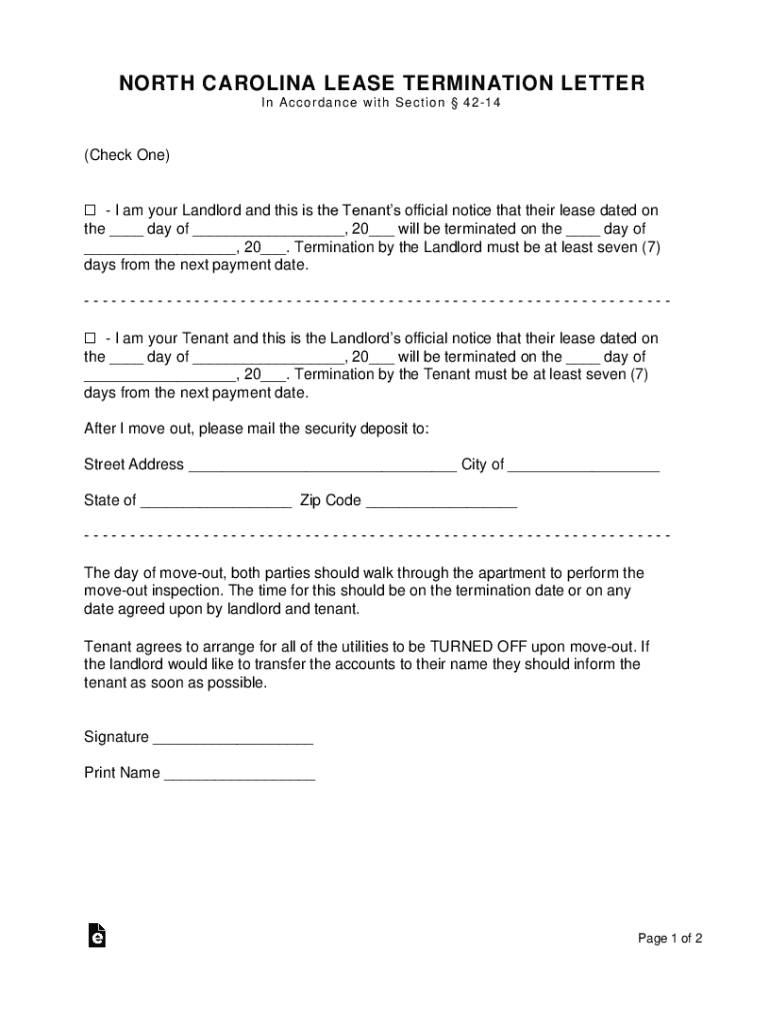 north carolina lease letter Preview on Page 1