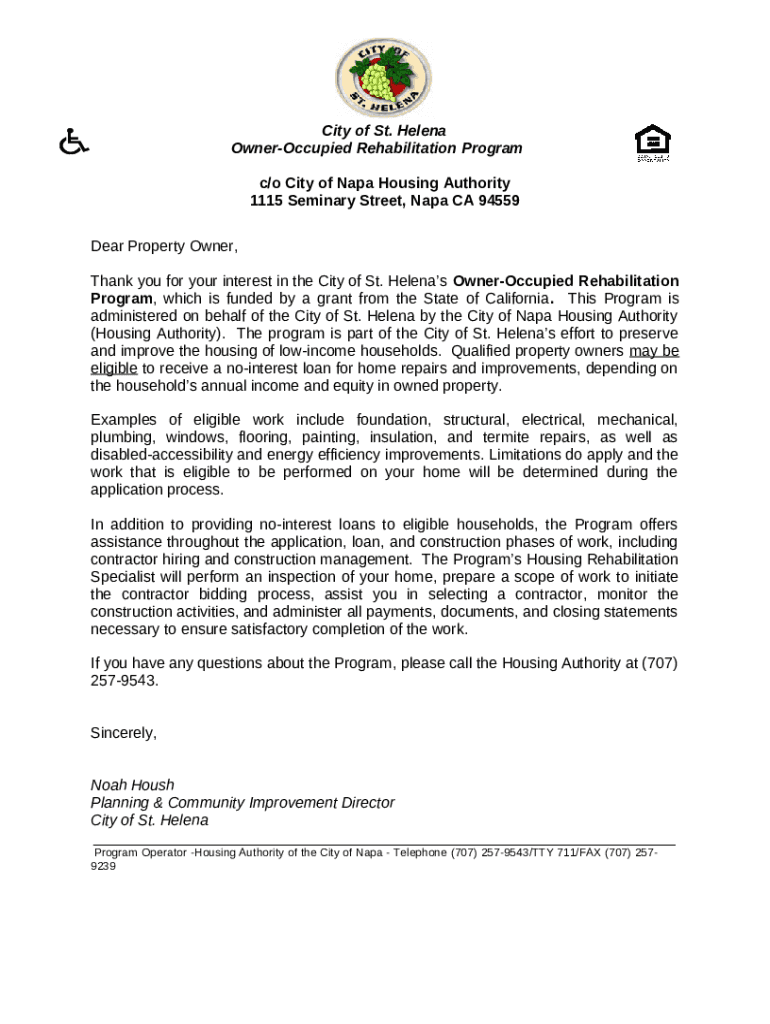 c/o City of Napa Housing Authority Doc TemplatepdfFiller Doc Template
