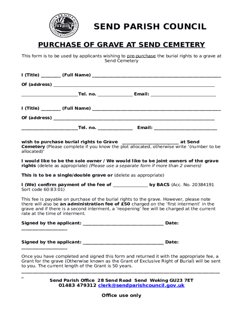 Burial records, cremation records, grave maps, genealogy Doc