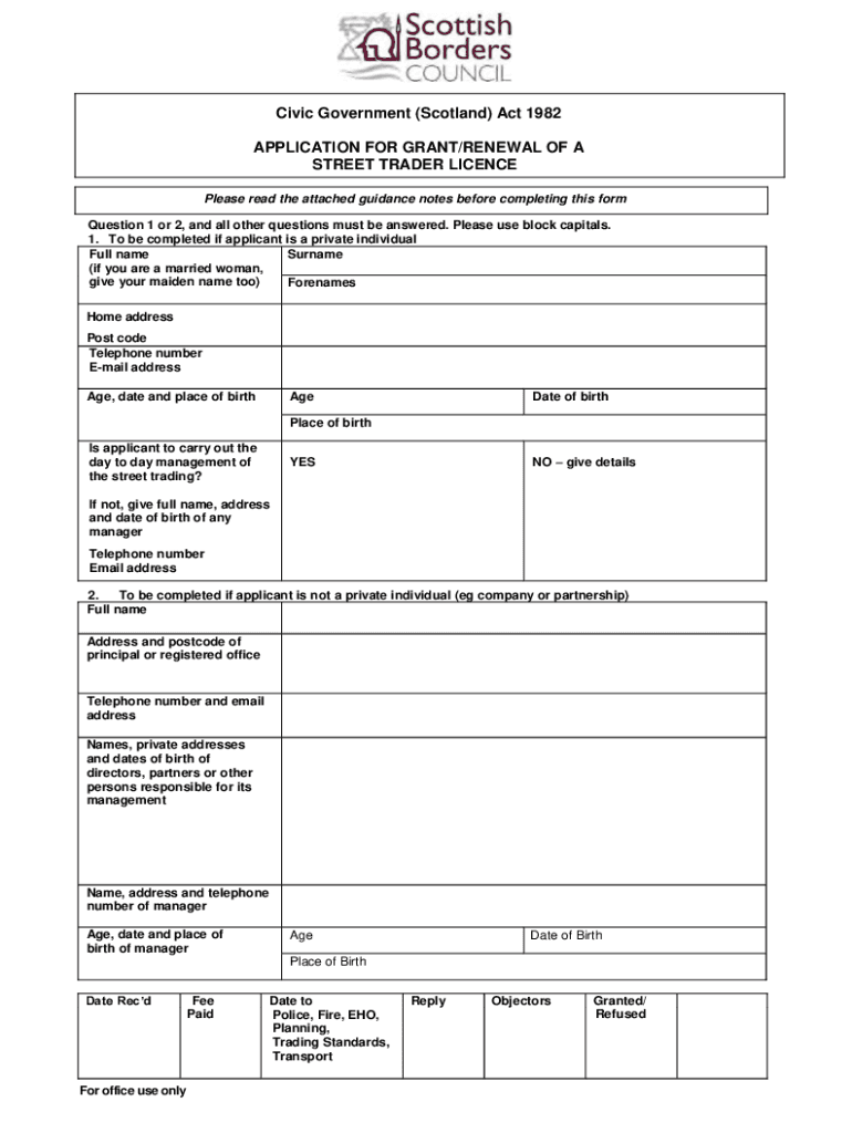 Fillable Online Civic Government Scotland Act 1982 APPLICATION FOR fillable-online-civic-government-scotland-act-1982-application-for