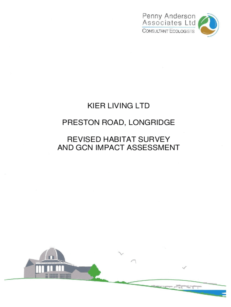 Fillable Online kier living ltd preston road, longridge revised habitat survey Fax Email
