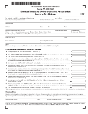 Fillable Online Massachusetts Department of Revenue Form M-990T-62 ...