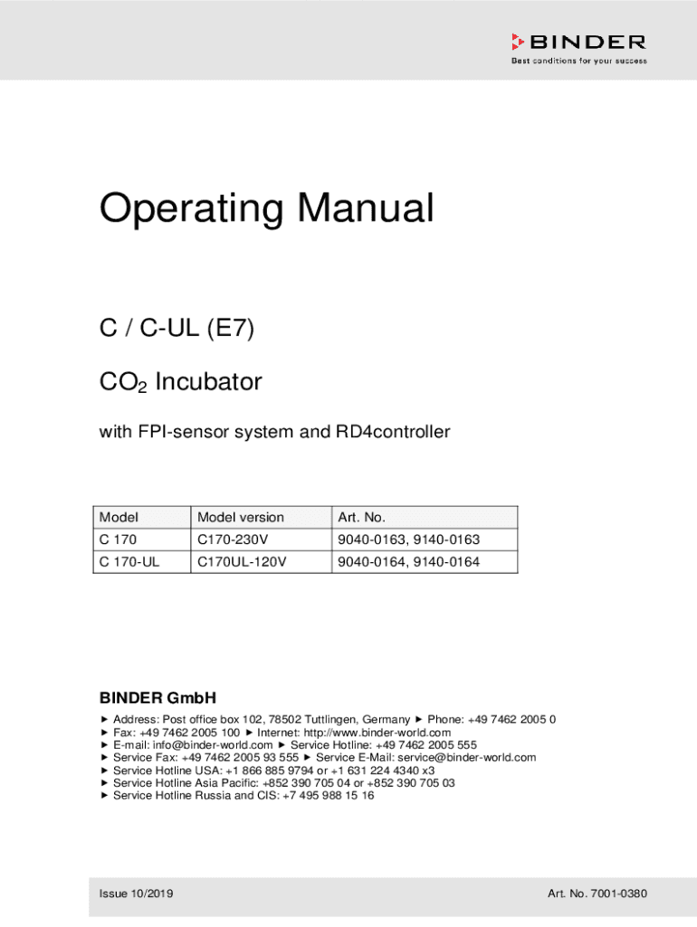 Fillable Online Inner chamber. Binder CBS 260, CBS 170, C 210, C 150
