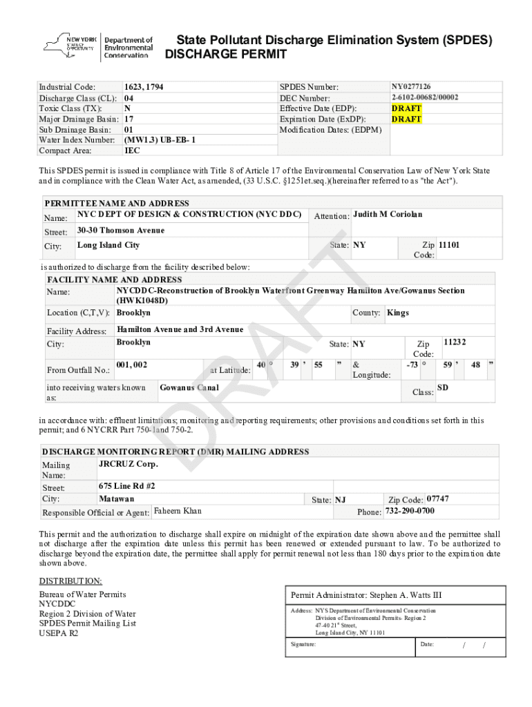 Fillable Online DISCHARGE PERMIT Fax Email Print pdfFiller