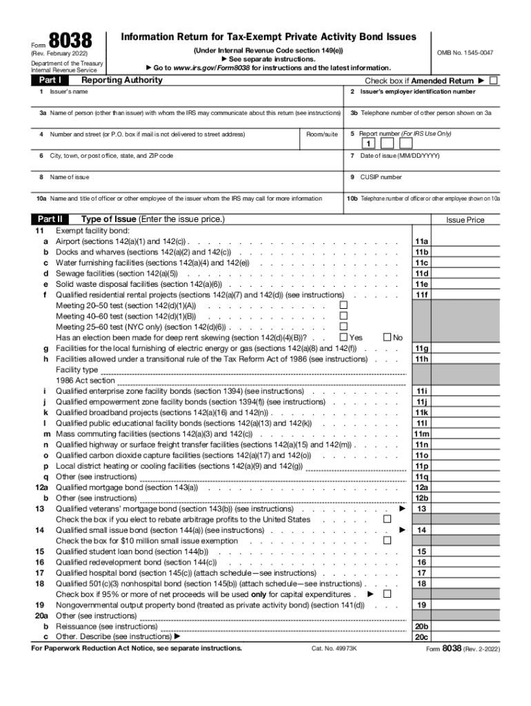 irs 8038 Preview on Page 1