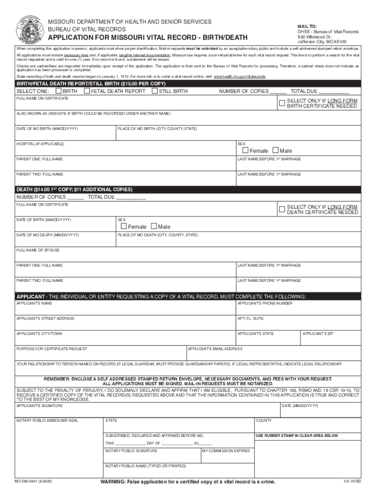 dennenboom Handelsmerk Jolly Missouri application vital: Fill out & sign online | DocHub
