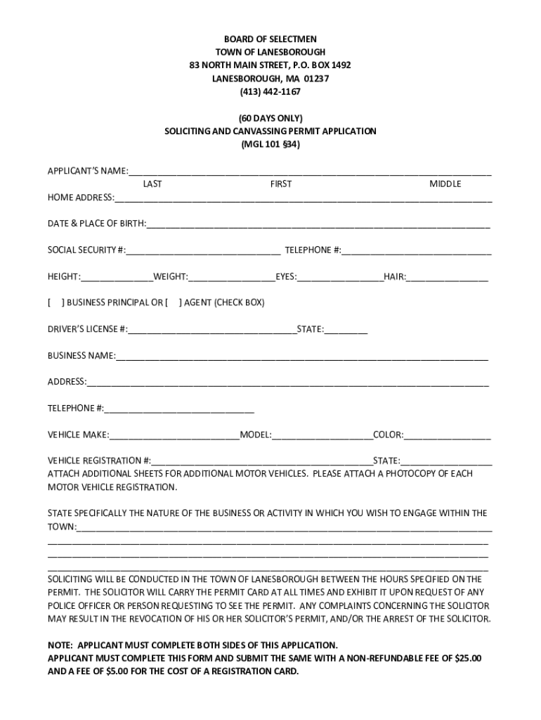 Fillable Online www.lanesboroughma.govpolicedepartmentfilesBOARD OF