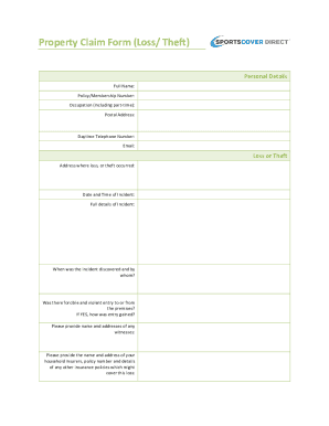 Property Loss or Theft Claim Form