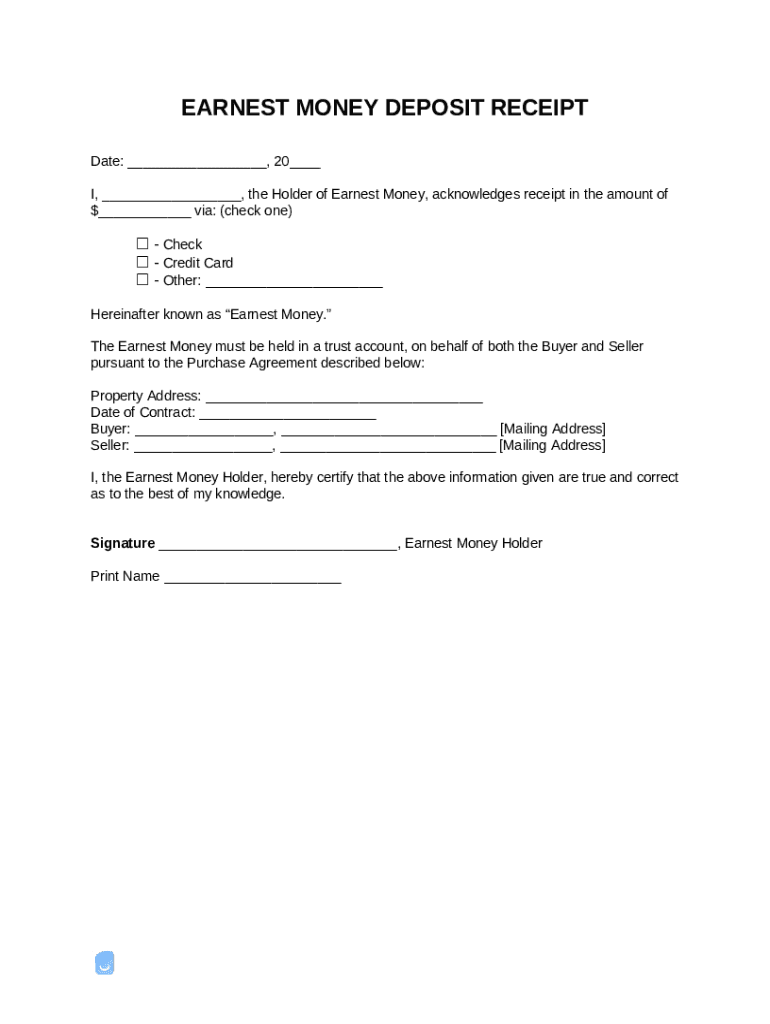 Earnest Money Receipt