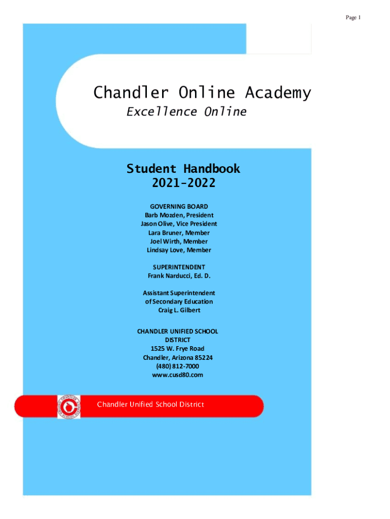 Fillable Online Fillable Online Chandler Online Academy Student