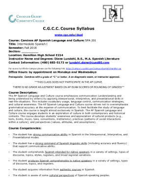 Fillable Online C.G.C.C. Course Syllabus - cusd80.com Fax Email Print ...