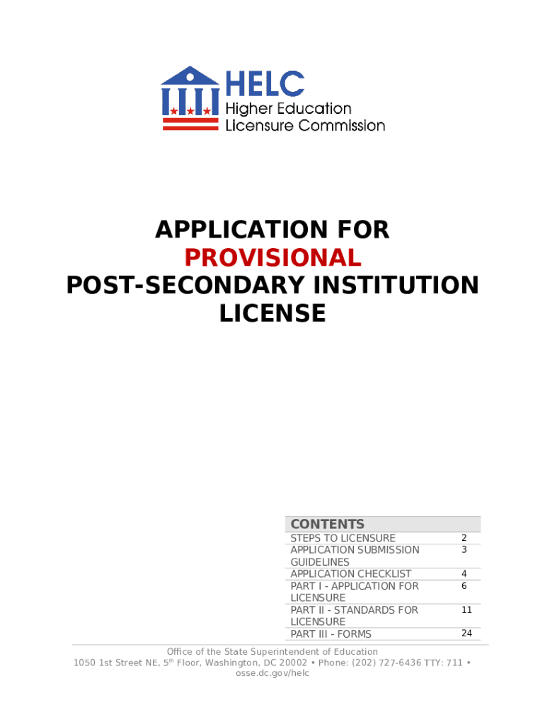POSTSECONDARY INSTITUTION LICENSE osse dc Doc Template Doc
