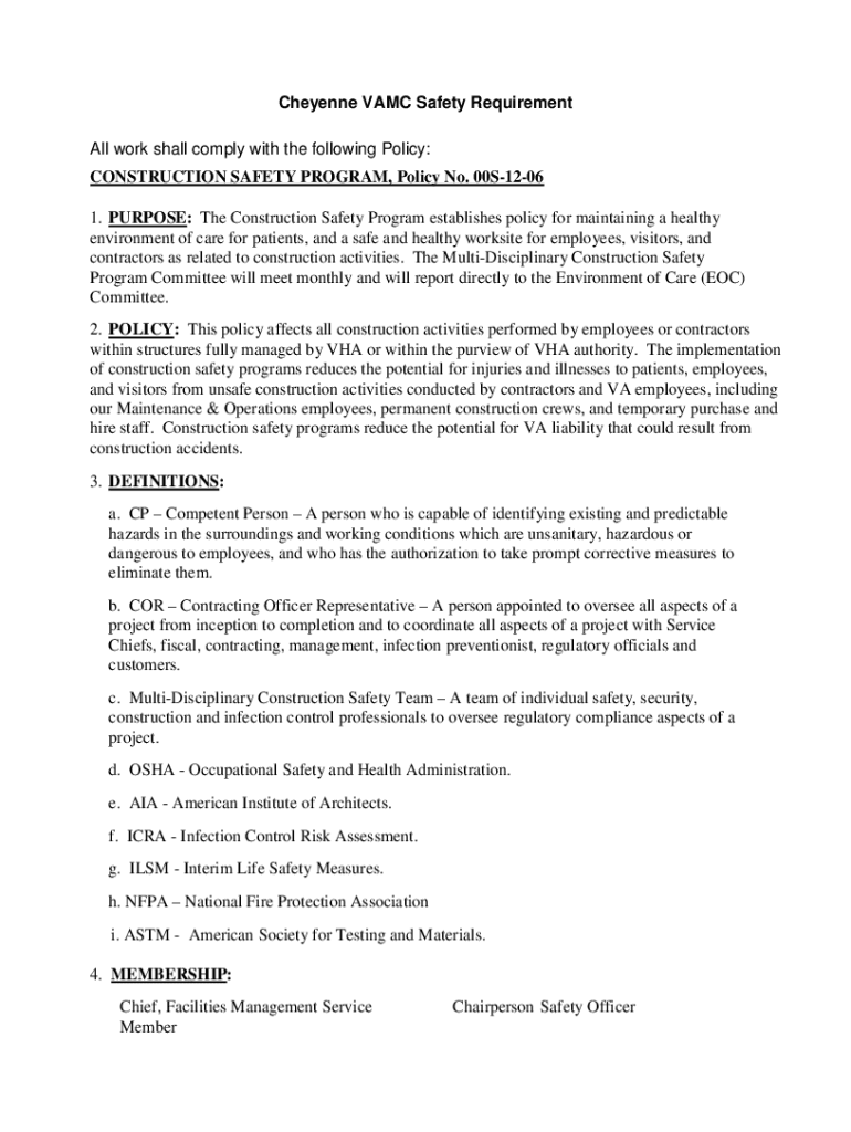 Fillable Online Fillable Online Safety Memo for Cheyenne VA Medical ...