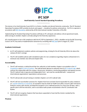 Fillable Online IFC SOP - North American Interfraternity Conference Fax ...