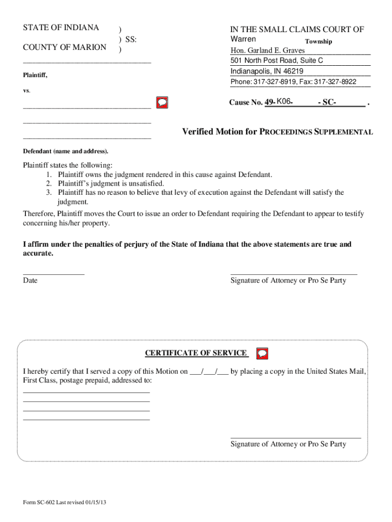 Fillable Online sjcindiana comDocumentCenterViewSTATE OF INDIANA ) IN Fillable Online sjcindiana comDocumentCenterViewSTATE OF INDIANA ) IN