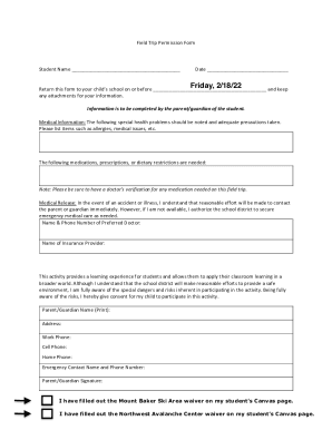 Field Trip Permission Form - acementor.org