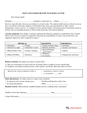 Fillable Online Concussion Return To Play Protocol Form Fax Email Print ...