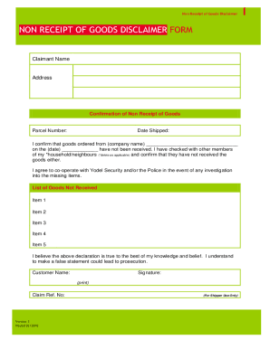 www.coursehero.comfile98219747DOR.pdf - NON RECEIPT OF GOODS DISCLAIMER FORM Tracking ...