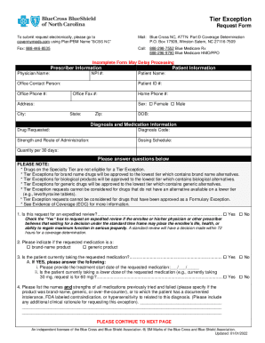 Tier Exception Request Form