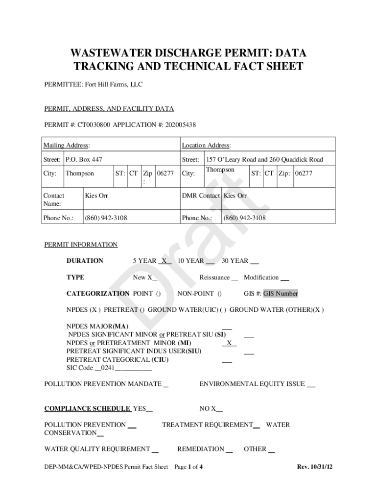 Fillable Online WASTEWATER DISCHARGE PERMIT DATA Fax Email Print