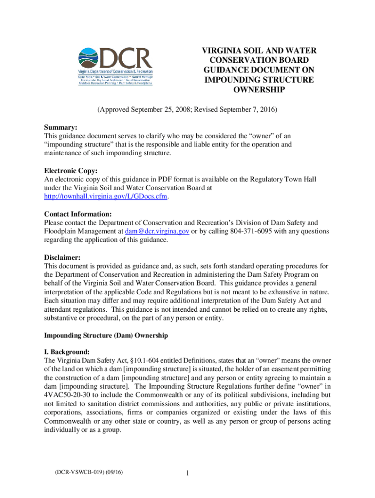 Fillable Online VIRGINIA SOIL AND WATER CONSERVATION BOARD GUIDANCE