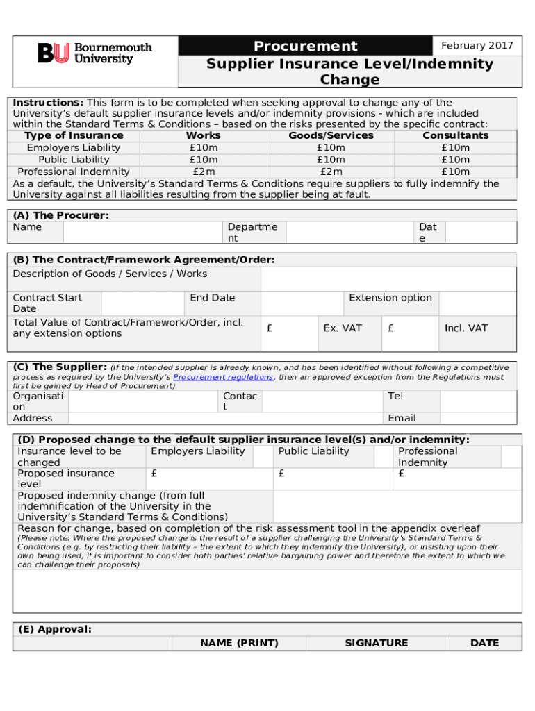Insurance Default Limit Change request Doc Template | pdfFiller