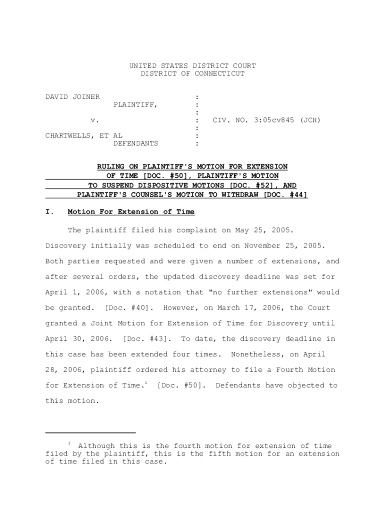 Fillable Online DISTRICT OF CONNECTICUT DAVID JOINER United States