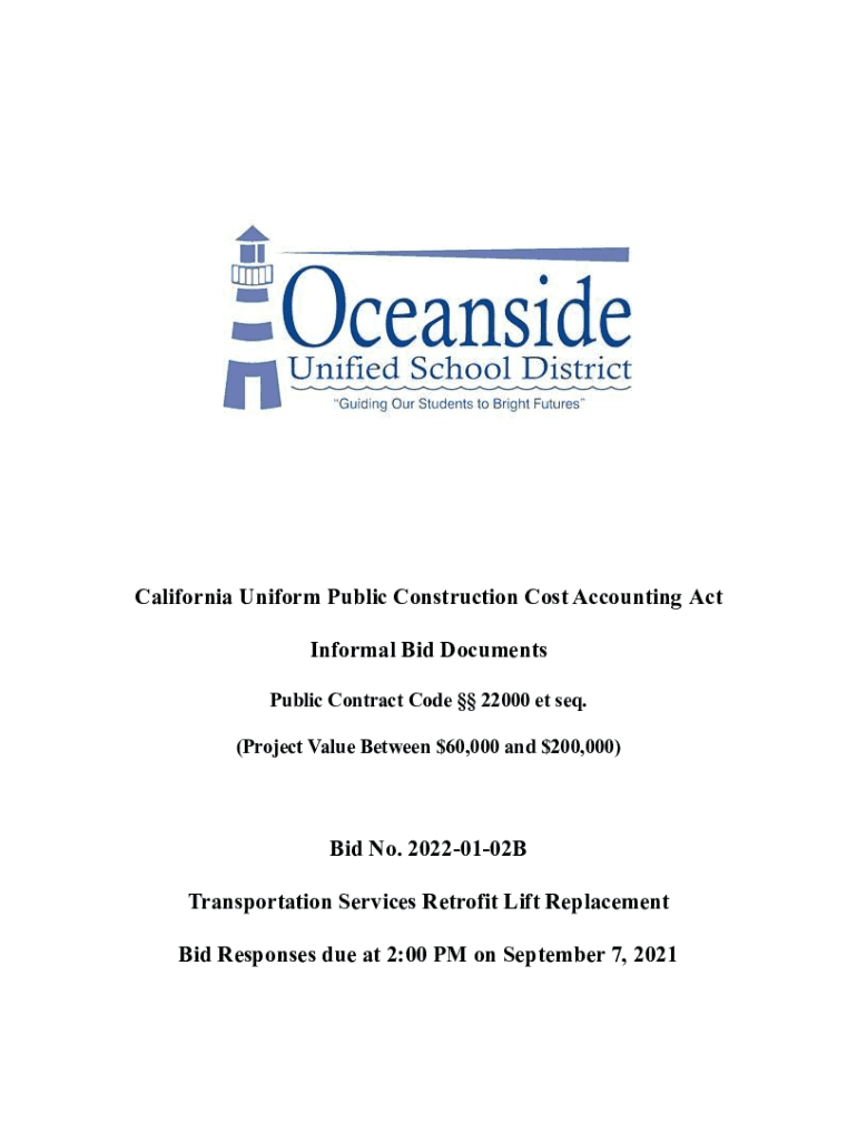 Fillable Online SCOCalifornia Uniform Construction Cost Accounting