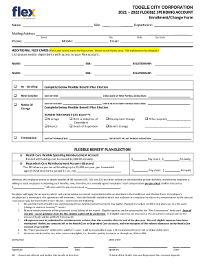 Fillable Online FLEXIBLE SPENDING ACCOUNT ENROLLMENT FORM Fax Email ...