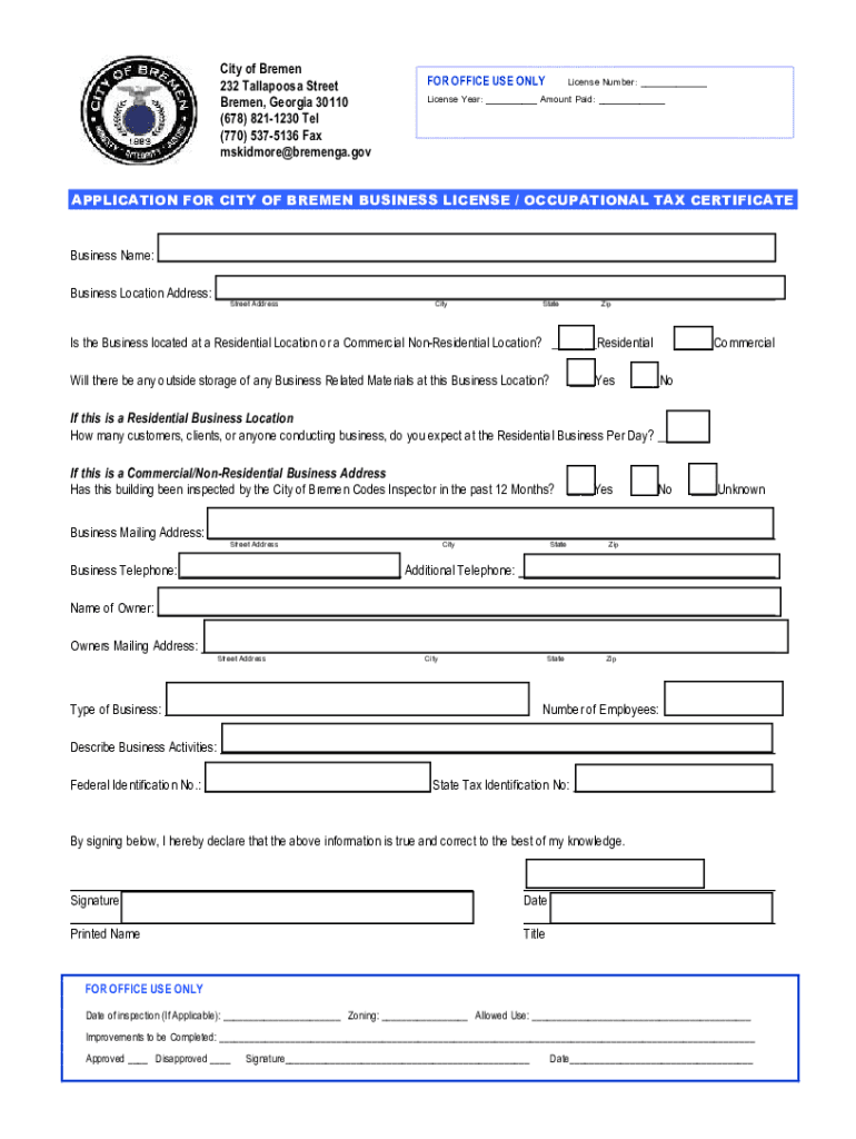 georgia city business license Preview on Page 1