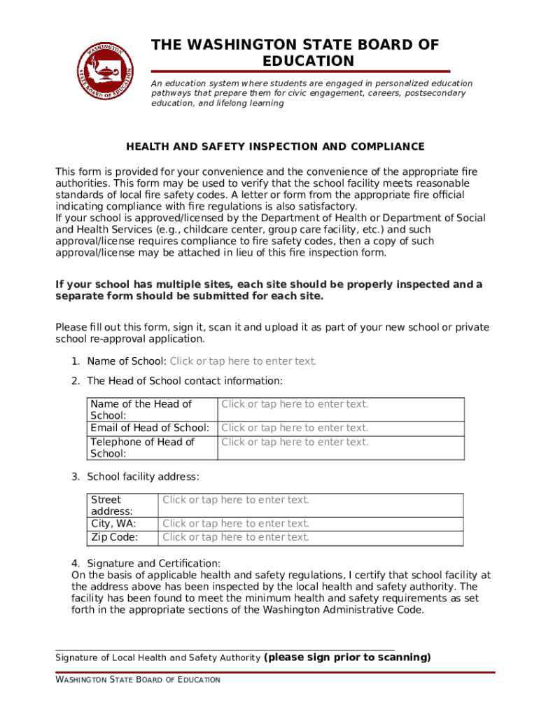 Private Schools Health and Safety Certification Doc Template pdfFiller