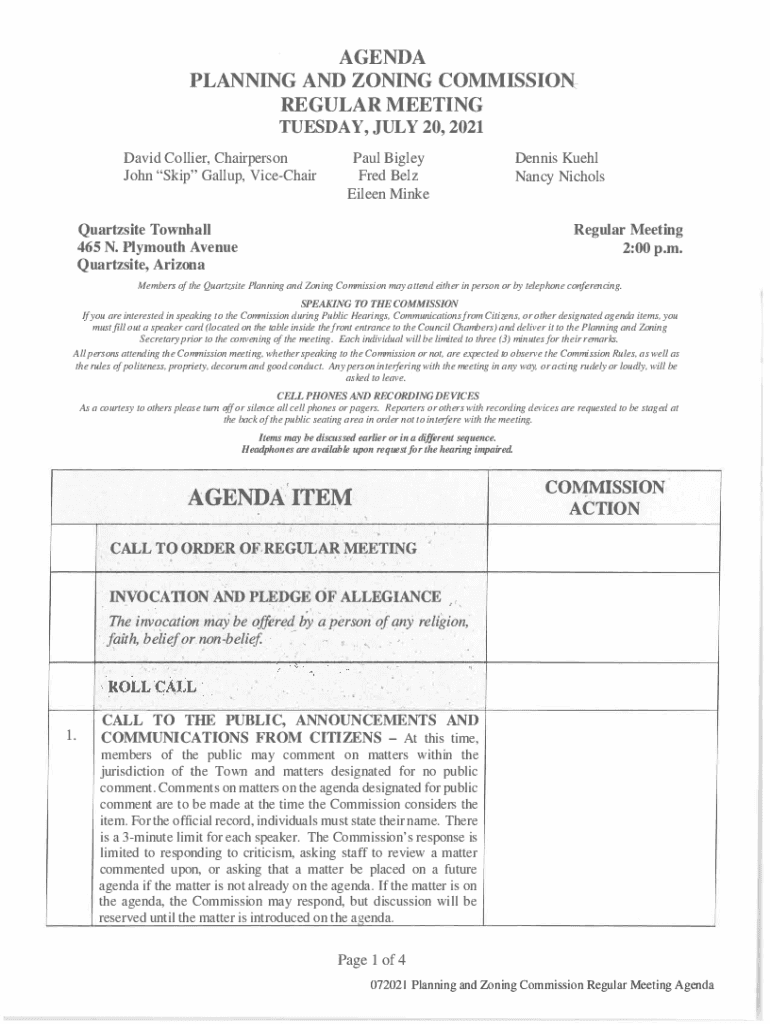 Fillable Online Quartzsite, AZ, Zoning Ordinance Fax