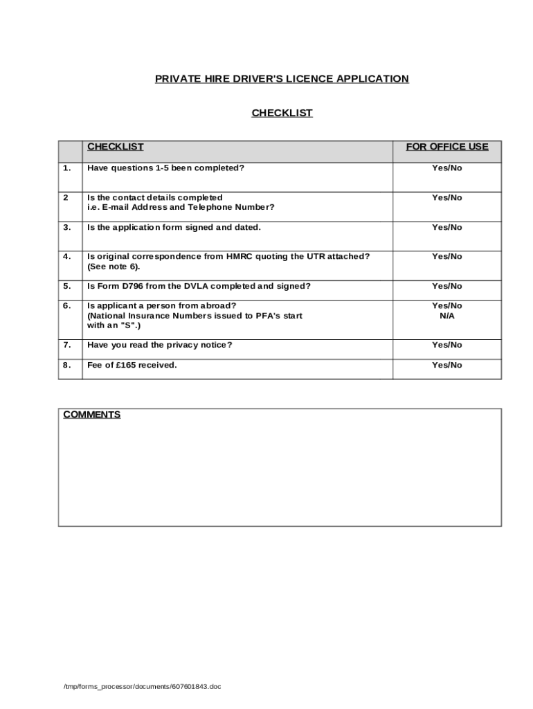 Tests for privatehire driver's licence Some questions Doc Template pdfFiller