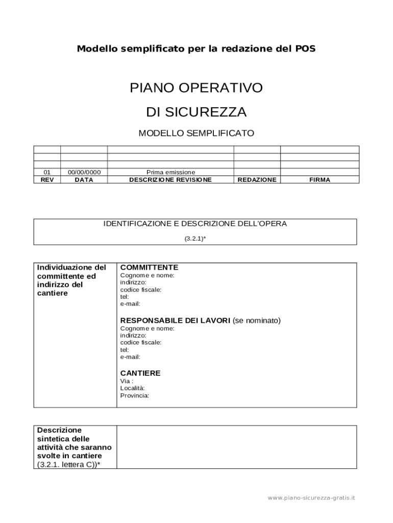 piano-sicurezza-gratis itarticoliPOSModello semplificato per la redazione del POS Preview on Page 1